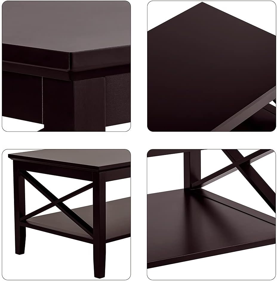 ChooChoo Mesa auxiliar Oxford de 40?pulgadas, madera color espresso, patas gruesas, mesa de centro con almacenamiento inferior, ideal para sala de estar. VALORADO - Imagen 2