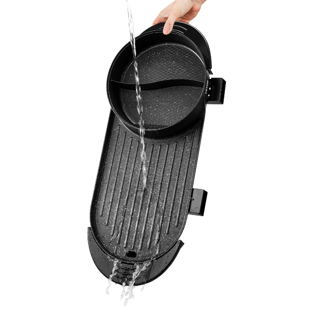VEVOR 2 en 1 Parrilla para BBQ y Olla Caliente con Divisor, Olla Multifuncional para Parrilla de Teppanyaki, Olla Caliente para BBQ Eléctrica con Control de Temperatura Dual Separada - Imagen 6