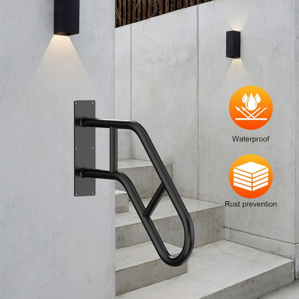 Pasamanos para escalones al aire libre, barandilla de 22.8 pulgadas para interiores, pasamanos de seguridad en forma de U para niños, ancianos, mujeres embarazadas, discapacitados - Imagen 2