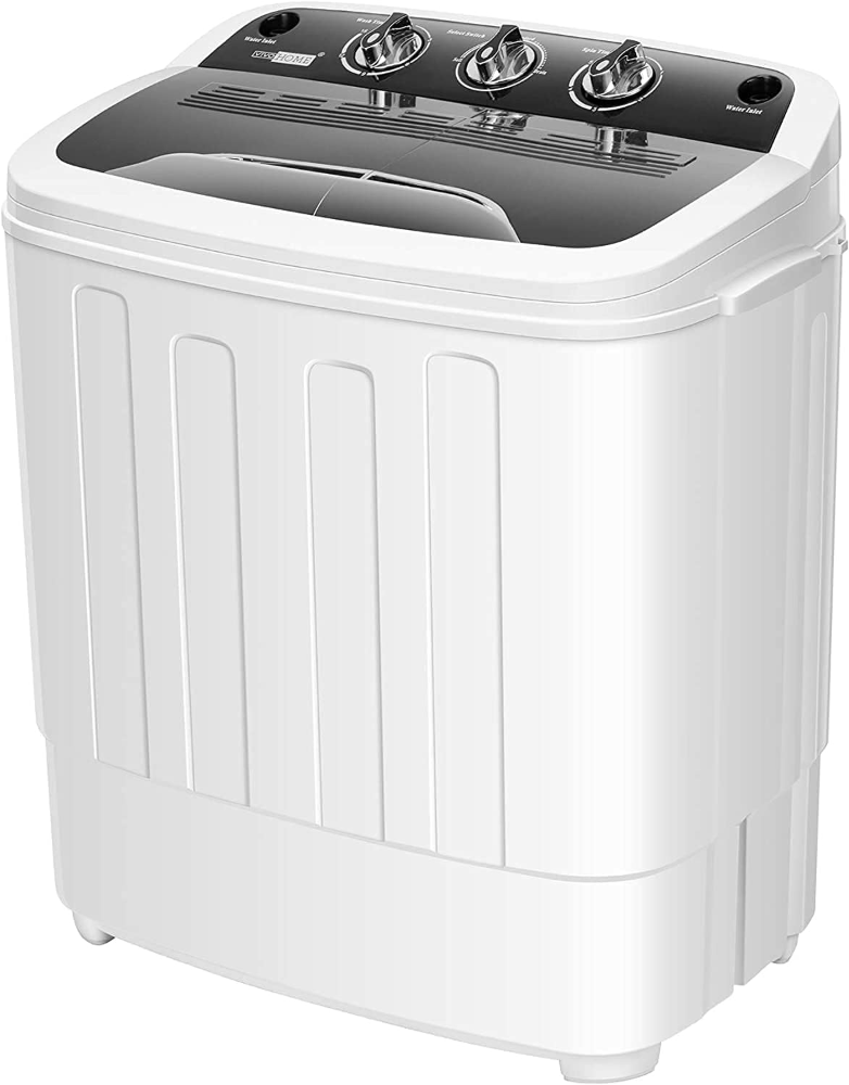 Mini lavadora y secadora portátil VIVOHOME 2 en 1 de 6 kg, tina doble y manguera de drenaje, ideal para apartamentos.