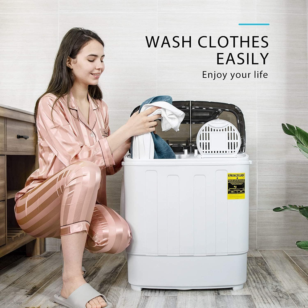 Mini lavadora y secadora portátil VIVOHOME 2 en 1 de 6 kg, tina doble y manguera de drenaje, ideal para apartamentos. - Imagen 6