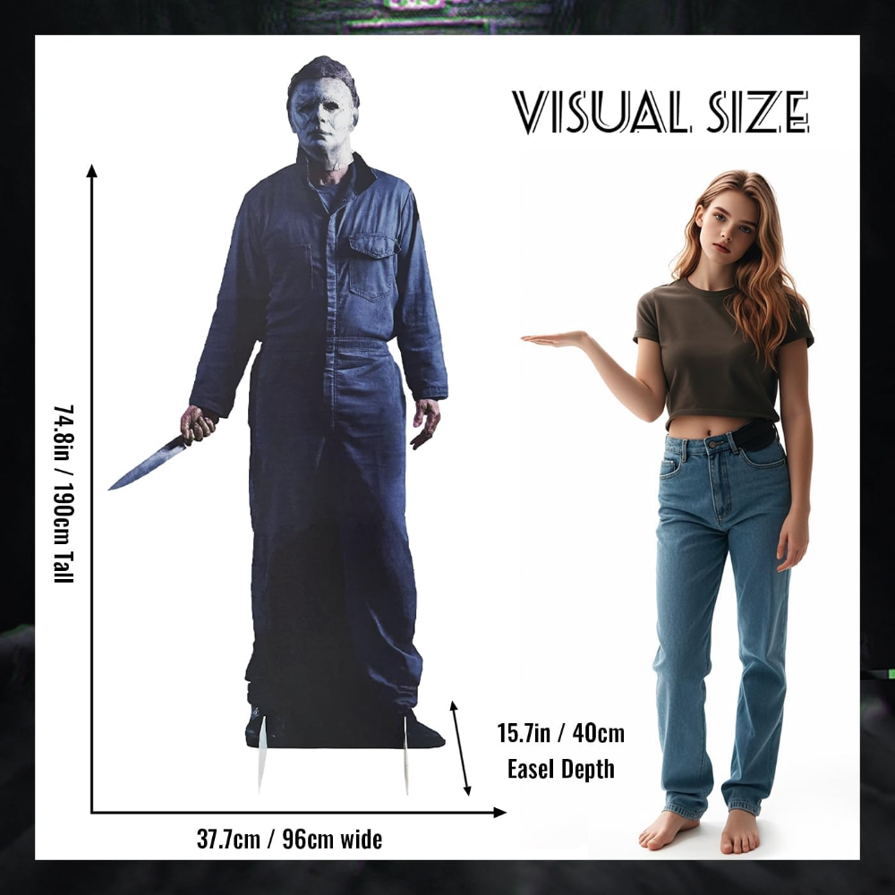 Figura de Michael de Halloween de cartón recortable de terror a tamaño real - Hombre 1 Azul - Imagen 3