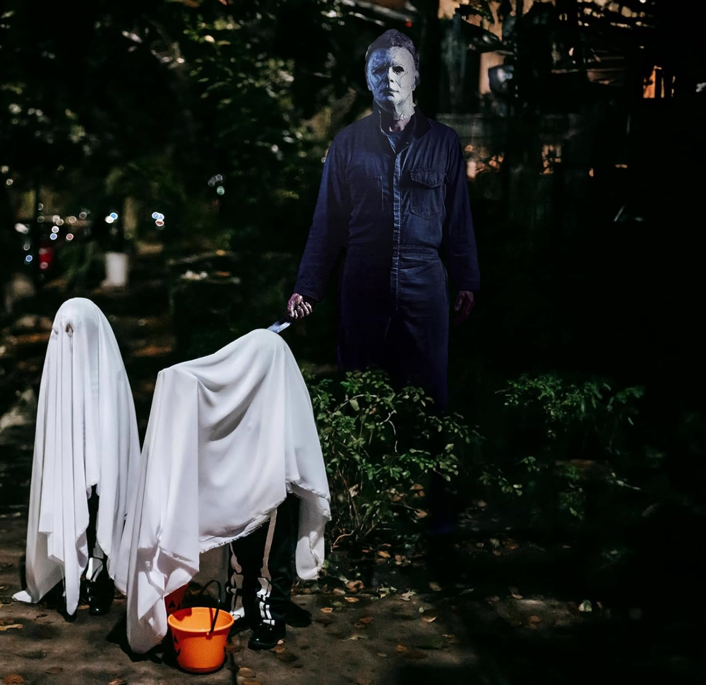 Figura de Michael de Halloween de cartón recortable de terror a tamaño real - Hombre 1 Azul - Imagen 4