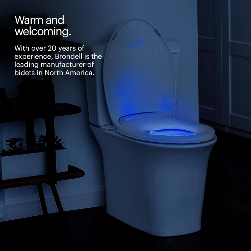Asiento de inodoro Brondell LumaWarm con luz nocturna calefactable, alargado, color blanco - Imagen 5