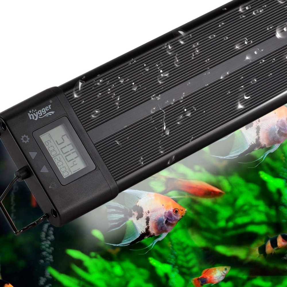Luz LED programable para acuario con plantas, espectro completo, soportes extensibles con pantalla LCD, impermeable IP68, 7 colores y 4 modos para principiantes y avanzados