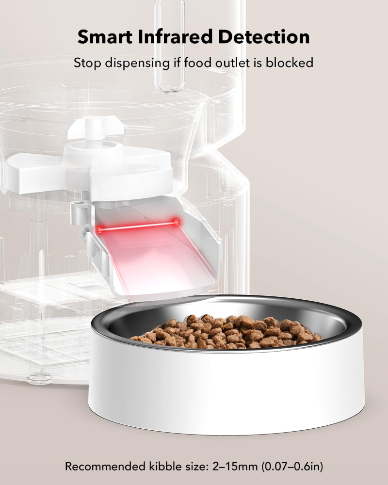 Comedero automático de alimentos secos para mascotas, triple conservación, cuenco inoxidable y tapa con rosca, hasta 50 porciones, 6 comidas al día, para mascotas pequeñas y medianas - Imagen 3