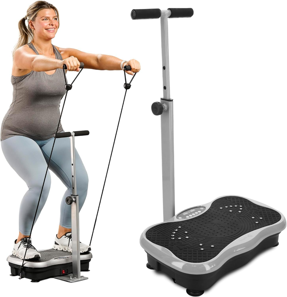 Plataforma vibratoria Lifepro TrimLite ? con manillar, 99 niveles, Bluetooth y control remoto. Ideal para drenaje linfático y pérdida de peso.