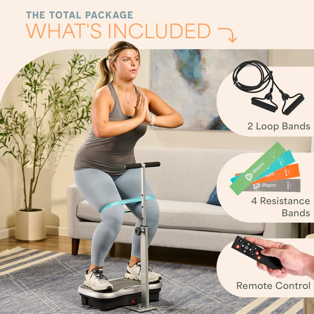 Plataforma vibratoria Lifepro TrimLite ? con manillar, 99 niveles, Bluetooth y control remoto. Ideal para drenaje linfático y pérdida de peso. - Imagen 2