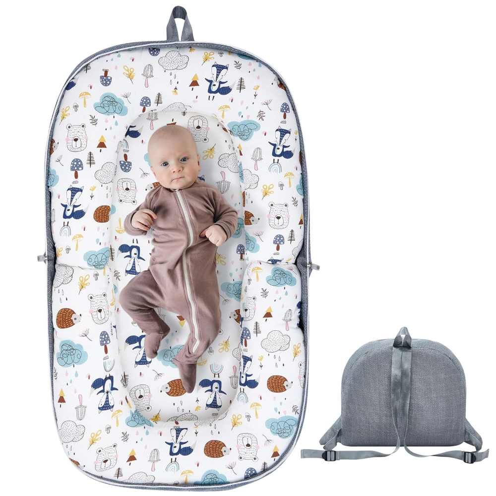Cuna portátil plegable Baby Lounger ? ideal para bebés de 0 a 12 meses. Se convierte en mochila, cómoda y práctica para viajes.