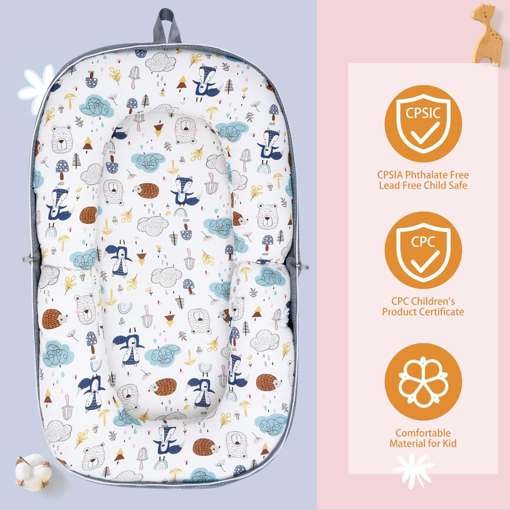 Cuna portátil plegable Baby Lounger ? ideal para bebés de 0 a 12 meses. Se convierte en mochila, cómoda y práctica para viajes. - Imagen 5