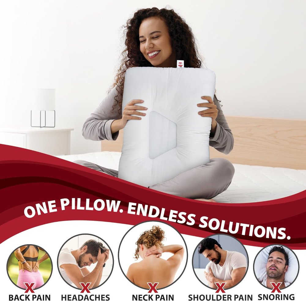Almohada de apoyo cervical Tri-Core ? Suave (firmeza media) Almohada ortopédica para el cuello para aliviar el dolor - Imagen 4