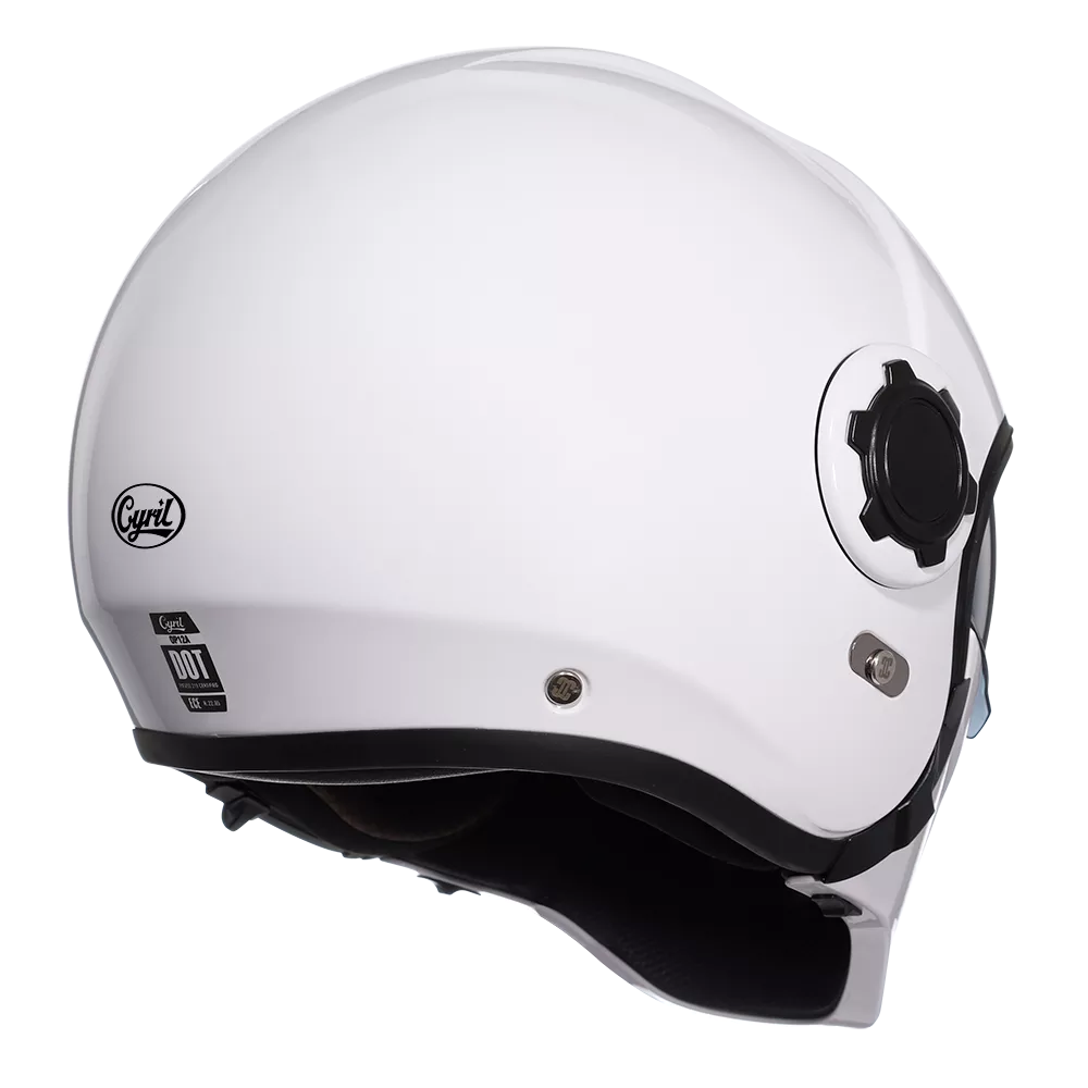 CYRIL HELMETS Casco retro blanco brillante con visor integrado y máscara frontal desmontable; ligero, cómodo y estilo urbano - Imagen 2