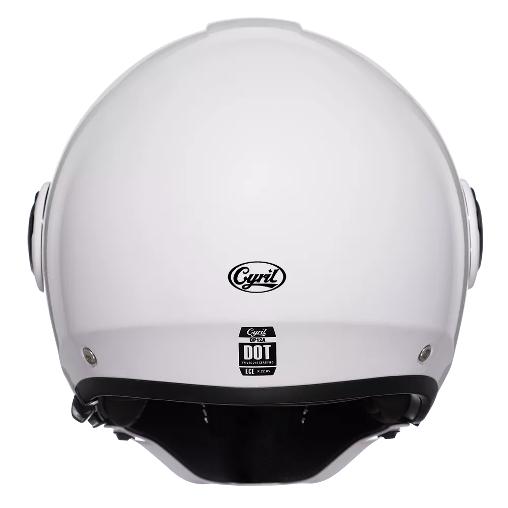CYRIL HELMETS Casco retro blanco brillante con visor integrado y máscara frontal desmontable; ligero, cómodo y estilo urbano - Imagen 4