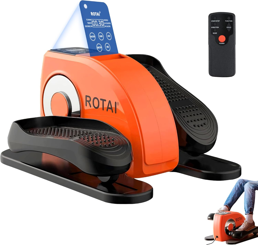 Máquina elíptica ROTA I ? para adultos mayores o rehabilitación, uso sentado, eléctrica y portátil, con control remoto y pantalla LCD. Ideal hogar u oficina.