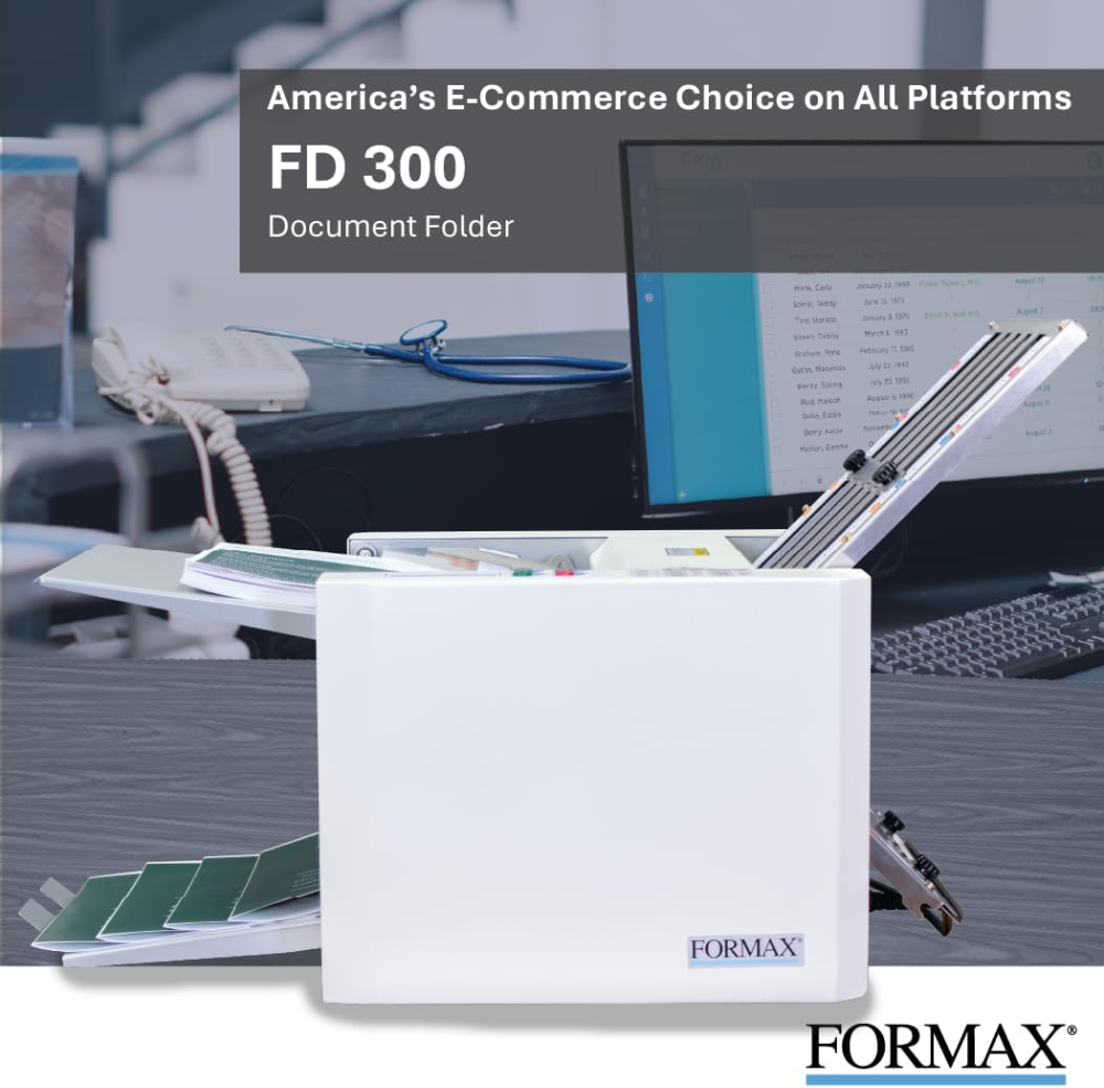 Formax FD 300 ? dobladora automática con panel LCD y contador reiniciable. Pliega hasta 7400 hojas/hora con apilado ordenado y preciso. - Imagen 6