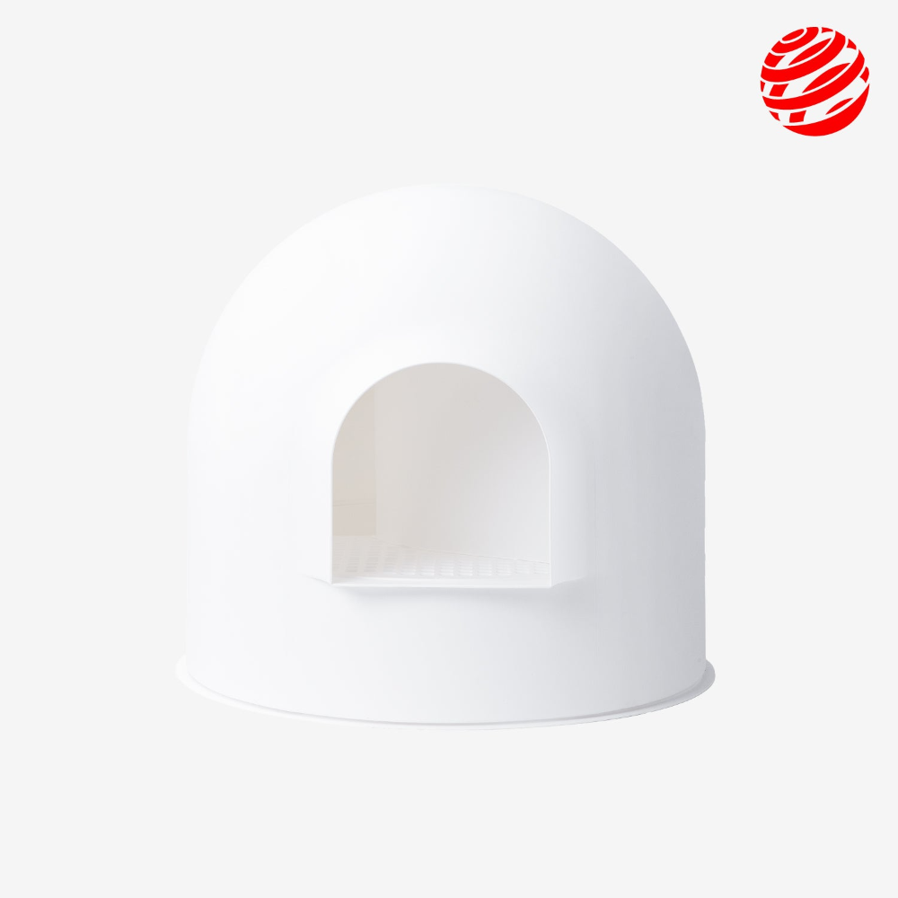 Caja de arena Igloo ? extra grande, diseño moderno minimalista en cobre. Ganadora del Möbel Dot Design Award 2016. Elegancia y comodidad para tu gato.?