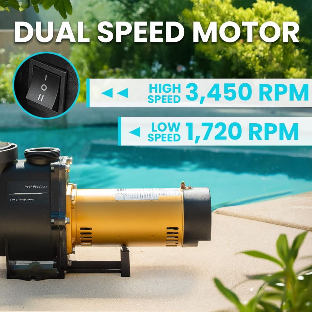 XtremepowerUS 2HP Bomba de piscina en tierra de velocidad variable de 2 pulgadas, entrada 230 V de alta flúor con ajuste deslizante - Imagen 4