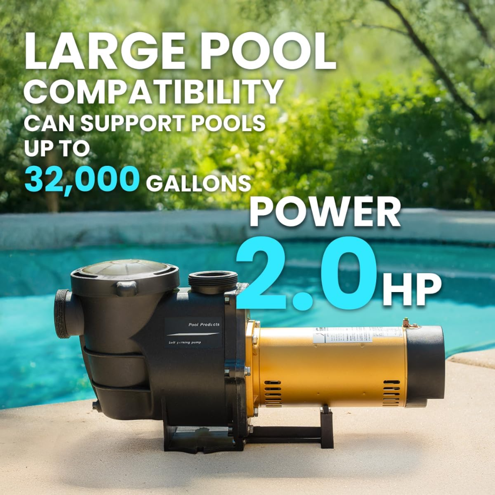XtremepowerUS 2HP Bomba de piscina en tierra de velocidad variable de 2 pulgadas, entrada 230 V de alta flúor con ajuste deslizante - Imagen 6