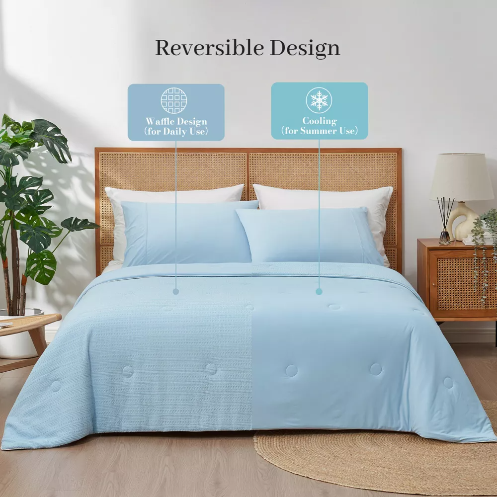 Edredón KING reversible tipo gofre Amelie Home, transpirable y ligero, ideal para quienes duermen con calor. - Imagen 2