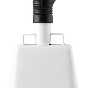 Campana de vaca de acero con asa, campana de animación y ruidos fuertes para eventos deportivos, juegos de fútbol, escuela, granja, color blanco (10 pulgadas)