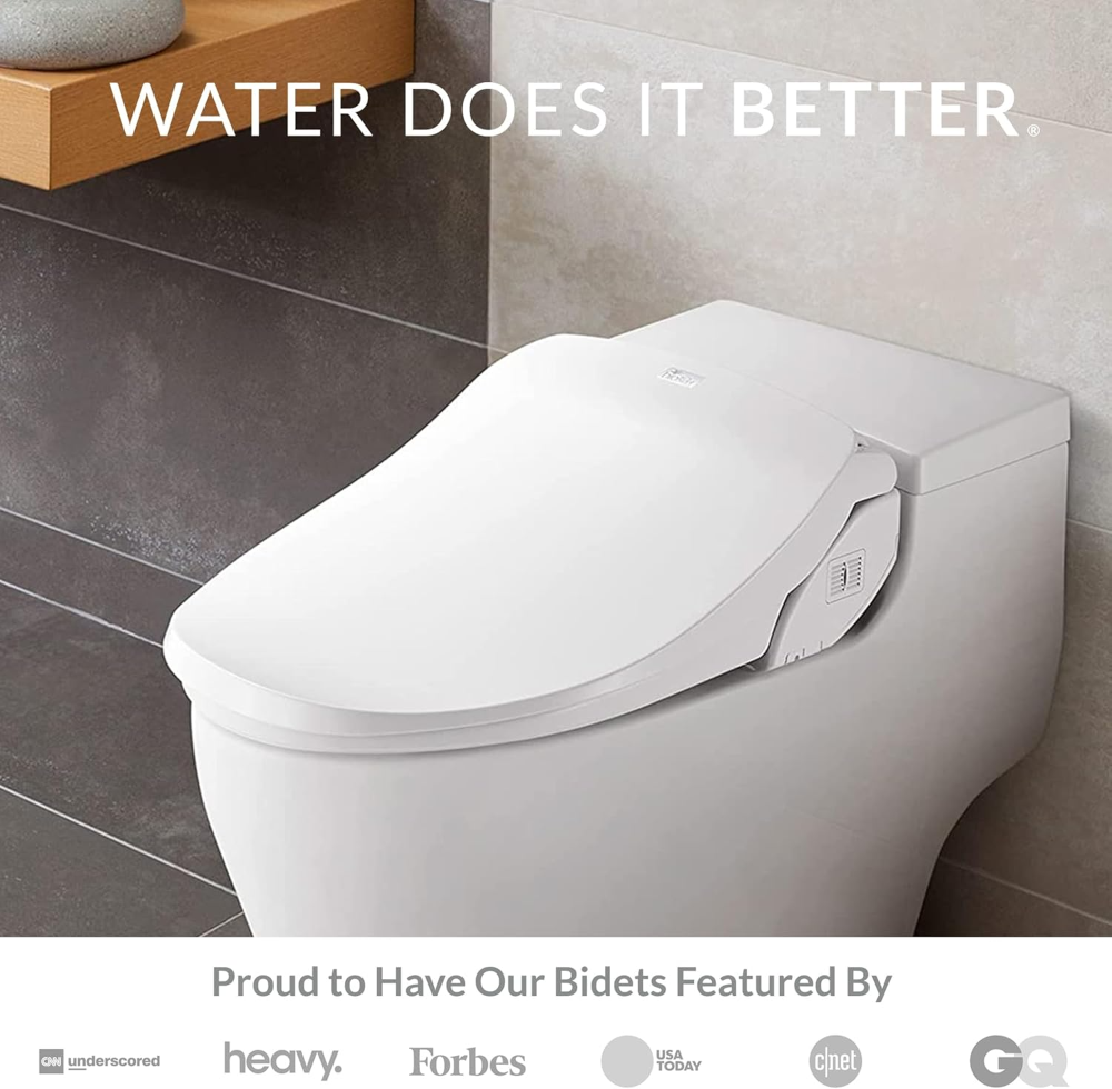 Bio Bidet Slim Two Smart - Asiento de inodoro alargado con boquilla de acero inoxidable, luz nocturna, Turbo Wash, tecnología de agua caliente oscilante y fusión con control remoto inalámbrico - Imagen 5
