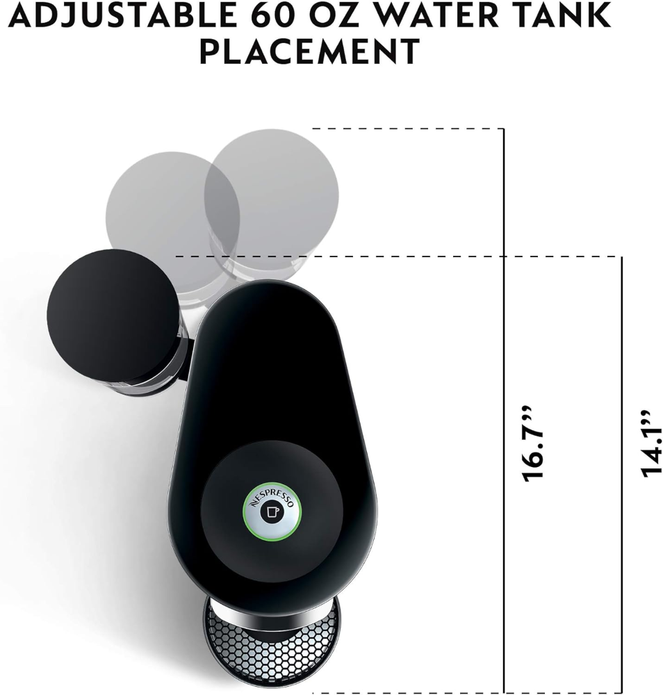 Nespresso- Máquina de café y expreso Vertuo Plus por De'Longhi, de grado barista, Cafetera automática versátil: prepara diferentes tamaños de taza de café de una sola porción, Cafetera inteligente - Imagen 4