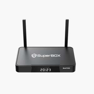 Caja de TV inteligente S4 PRO 2T2R WiFi de doble banda (2 GB+32 GB) con control remoto por voz, HDMI, fuente de alimentación, mini teclado (súper extra), negro, 16 x 12 x 2 cm