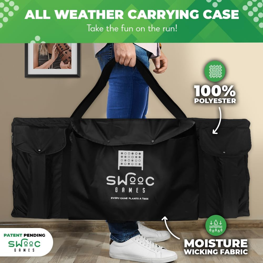 SWOOC Juegos - XL Giant 4 in A Row (4 pies x 3 pies) para todo tipo de clima con funda de transporte y diseño 60% más silencioso - Giant Connect - 4 juegos al aire libre - Juegos gigantes al aire - Imagen 2