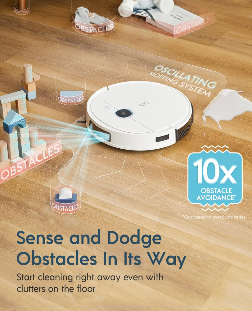 yeedi Vac 2 Pro Robot Aspirador y Trapeador, succión de 3000 Pa prevención avanzada de obstáculos 3D, funcionamiento de 240 min., ideal para suelos de madera, baldosas y laminados*VALORADO* - Imagen 6