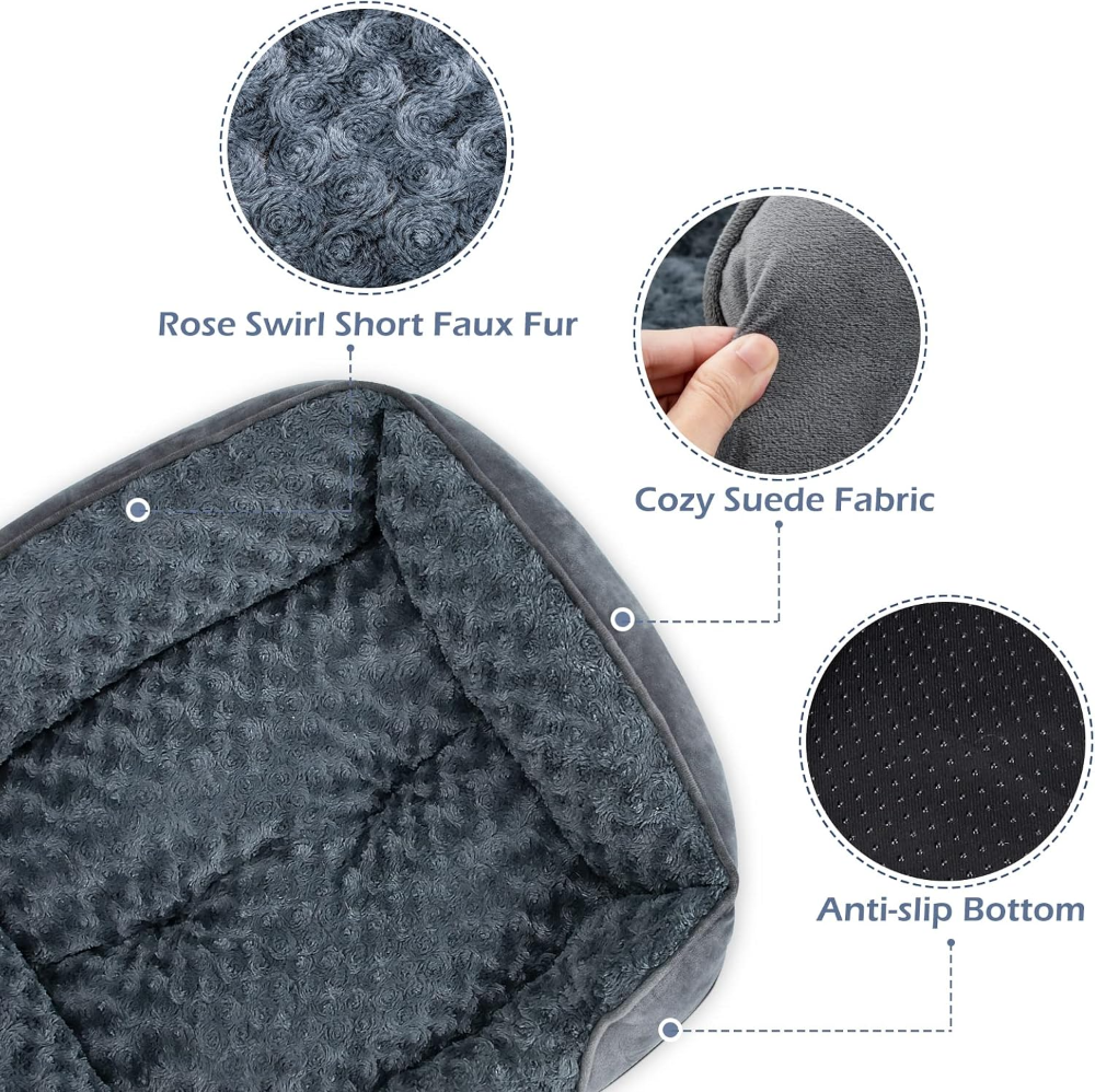 Cama mediana para perros grandes, medianos y pequeños, cama rectangular lavable para perro, cama ortopédica para perros, cama suave y relajante para cachorros - Imagen 4