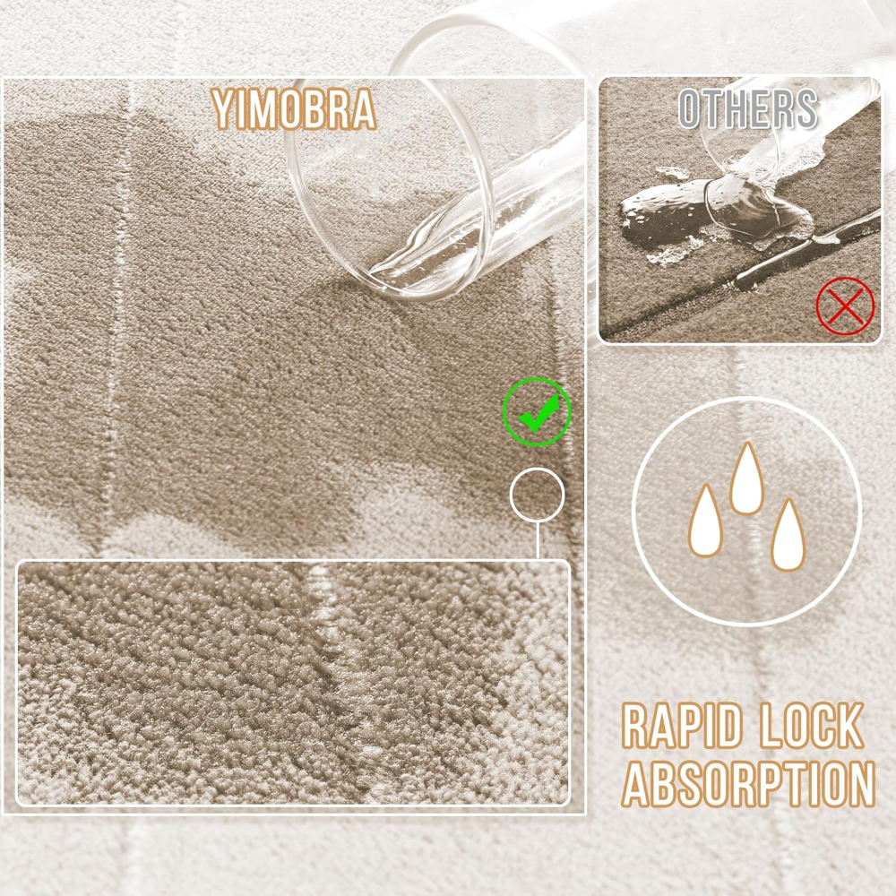 Juego de 2 alfombras de baño de espuma viscoelástica, en forma de U para inodoro, absorción de agua, antideslizantes, gruesas, secado rápido para baño, 17 x 24 y 24 x 20.4 pulgadas, beige - Imagen 3