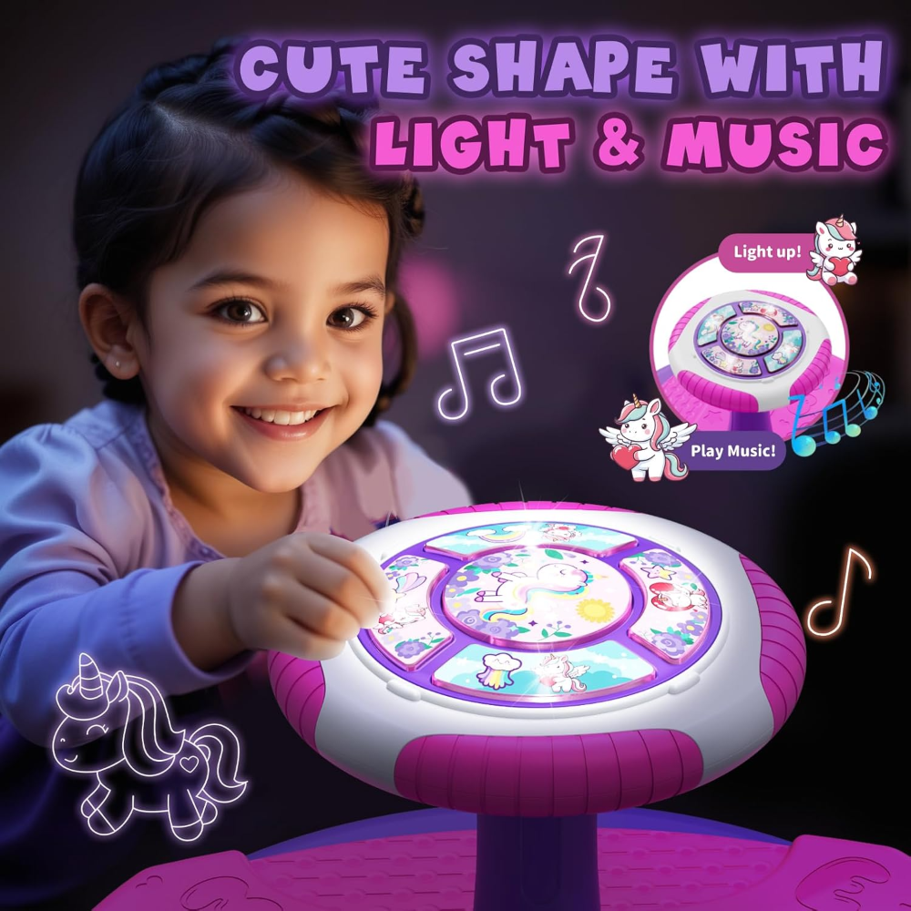 Juguetes de unicornio para niños pequeños de 1 a 3 años, asiento giratorio de 360° con luces LED y música, juguetes sensoriales de cumpleaños para niños de 3 a 5 años valorado - Imagen 3