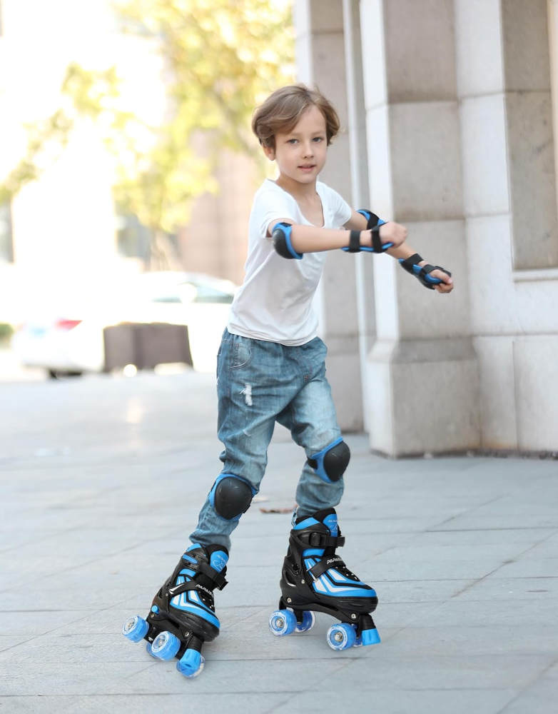 Patines de ruedas para niños y niñas, patines ajustables de 4 tamaños con ruedas iluminadas para niños de 4 a 12 años - Imagen 4