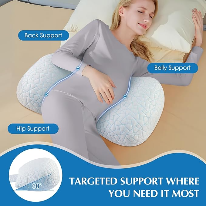 Almohadas de embarazo para dormir, almohada de maternidad portátil con funda extraíble refrescante - Imagen 2