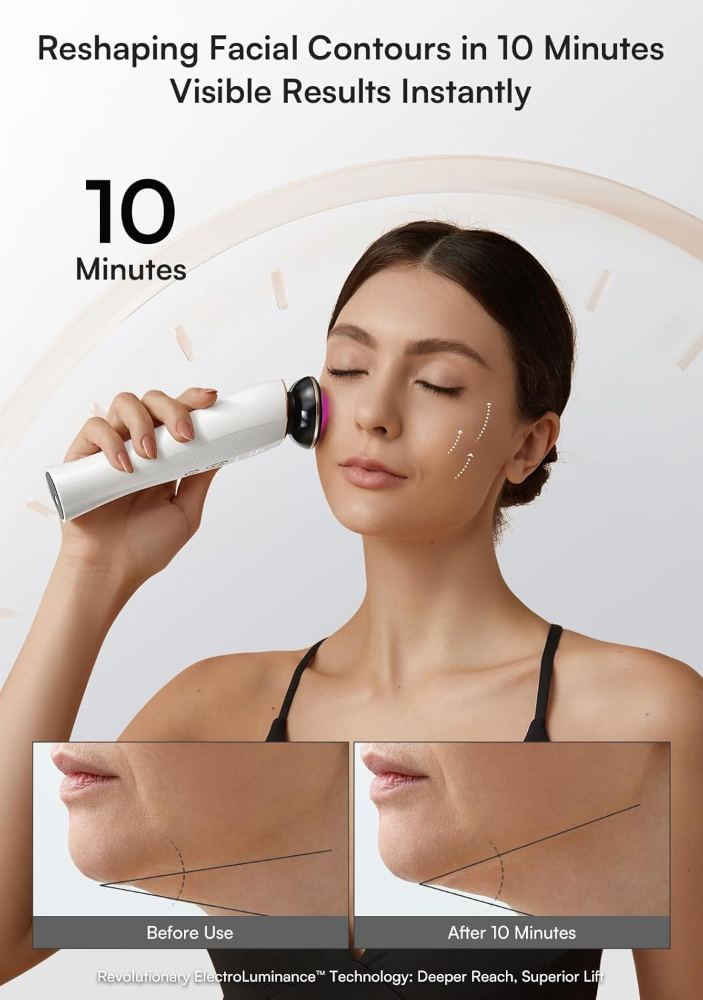 INIA Terapia de luz roja 3 en 1 para cara y cuello dispositivo de belleza para hinchazón y reafirmación de la piel herramienta de cuidado de la piel (blanco) - Imagen 3