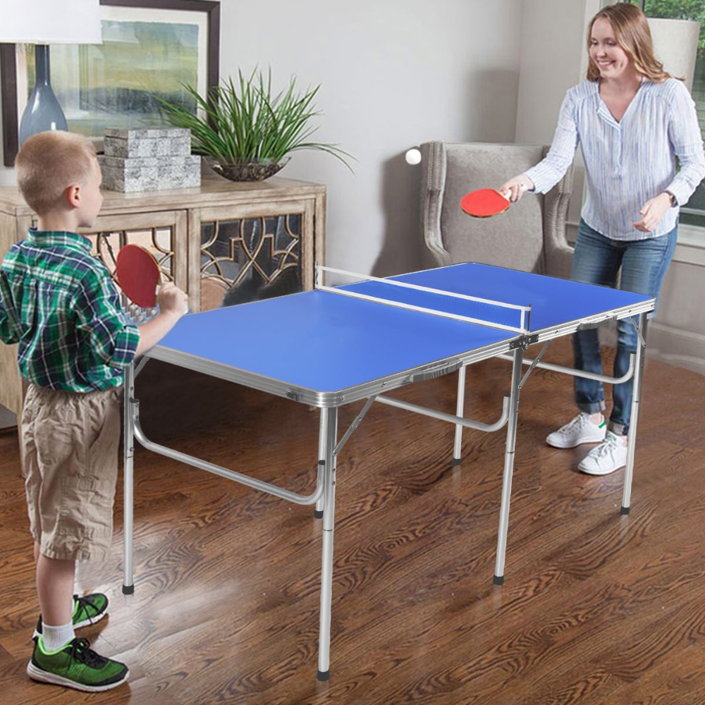 Mesa Plegable Portátil de 60 Pulgadas, Mesa Plegable de Ping y Ping con Accesorios, Juego Interior Azul, ligero y portátil, diseño compacto, Apto para todas las edades, Construcción duradera*VALORADO* - Imagen 4