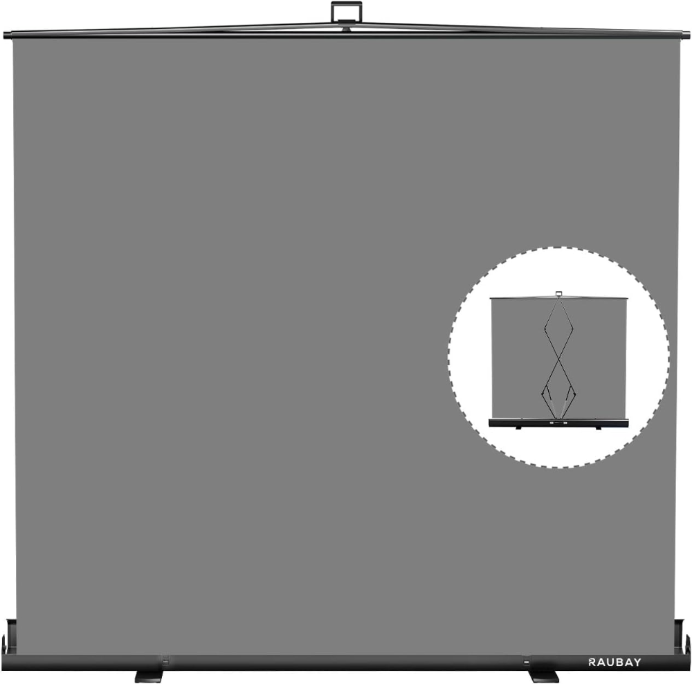 RAUBAY Pantalla de fondo gris plegable grande Panel retráctil portátil Fondo de fotografía gris con soporte para videoconferencia, estudio fotográfico, transmisión
