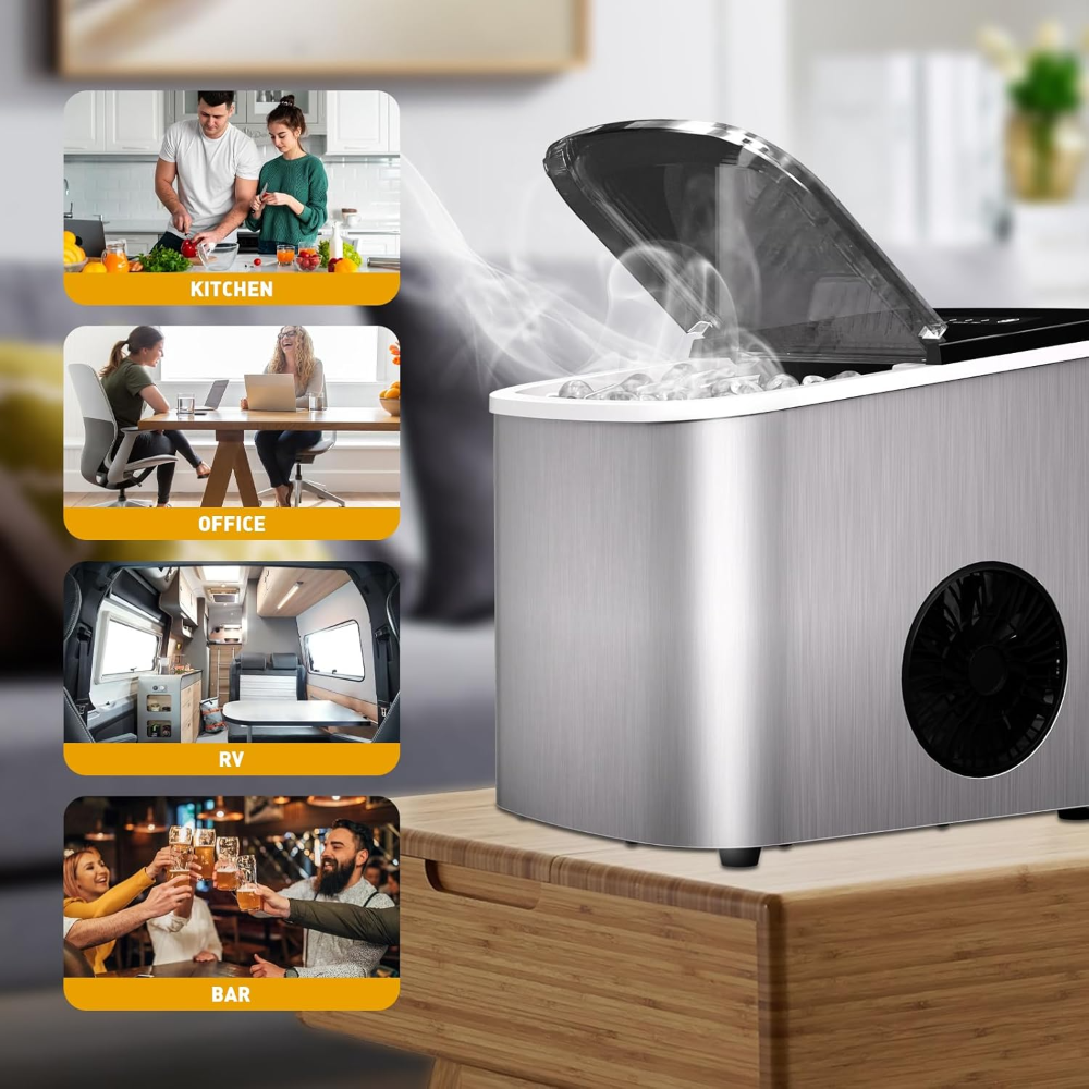 maquina hacer hielo 9 cubitos de hielo en 3.5 minutos, máquina de hielo autolimpiante - Imagen 3