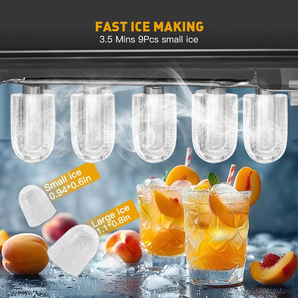 maquina hacer hielo 9 cubitos de hielo en 3.5 minutos, máquina de hielo autolimpiante - Imagen 4