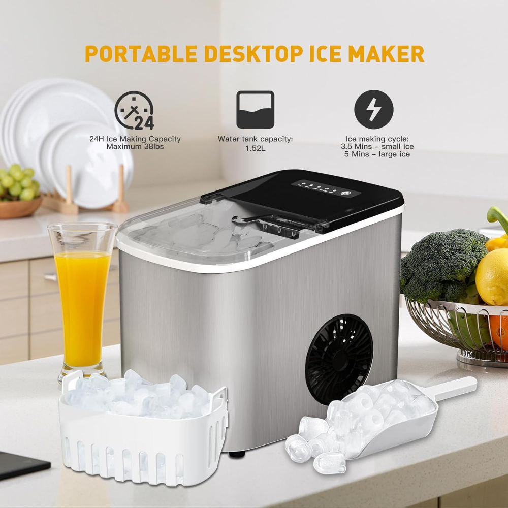 maquina hacer hielo 9 cubitos de hielo en 3.5 minutos, máquina de hielo autolimpiante - Imagen 5