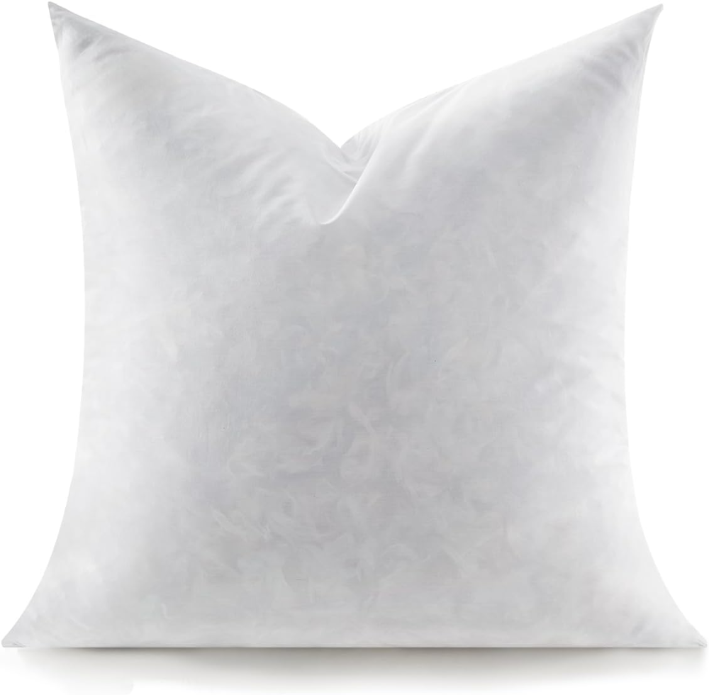 Inserto de almohada de plumas, cuadrado suave y esponjoso de 26 x 26 pulgadas, inserto decorativo para almohada, almohadas de plumas y plumón estilo europeo para cama, sofá y cojín