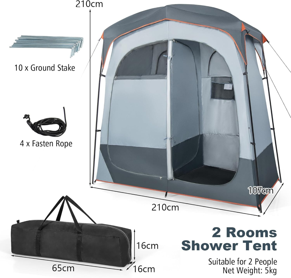 Tienda de campaña con ducha de 2 habitaciones, gran refugio privado, vestidor portátil - Imagen 2