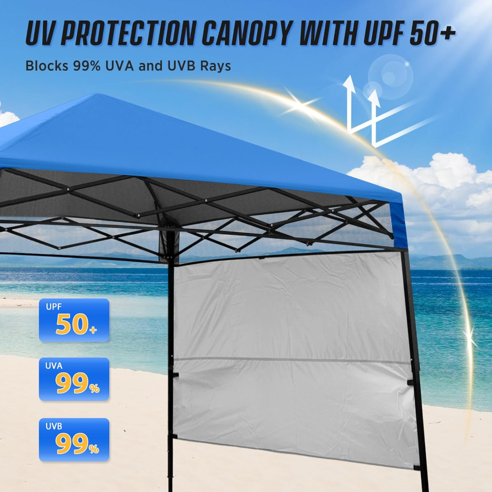 EAGLE PEAK Carpa desplegable de 8 x 8 con pared lateral, compacta, portátil, pierna inclinada, refugio solar instantáneo para playa - Imagen 4