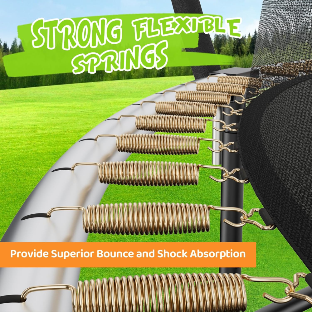 Trampolines recreativos Gigu de 4.57m., con red de protección, escalera y revestimiento antioxidante. Trampolín para exteriores aprobado por ASTM para niños y adultos. Trampolines para exteriores. - Imagen 5