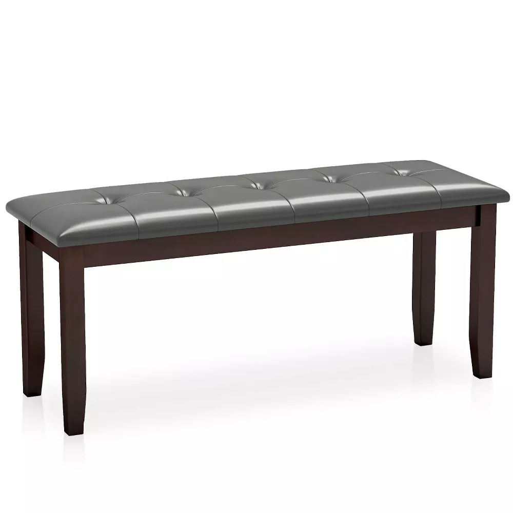 Banco de comedor tapizado con asiento acolchado para cocina, dormitorio y entrada, color gris