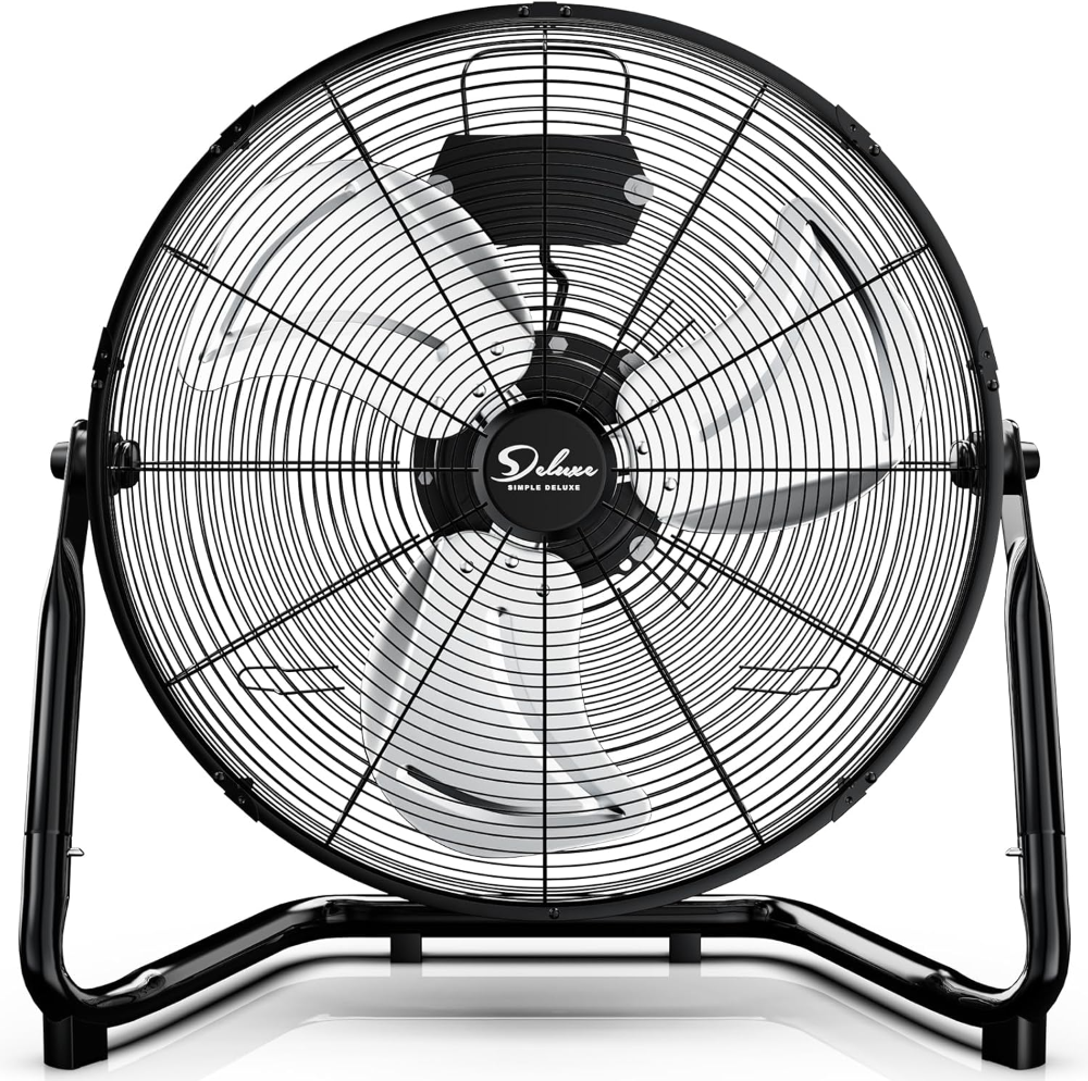Ventilador de piso industrial de metal resistente de alta velocidad de 20 pulgadas / 50.8 cm, con 3 velocidades, oscilantes, silenciosos, para uso doméstico, comercial, residencial