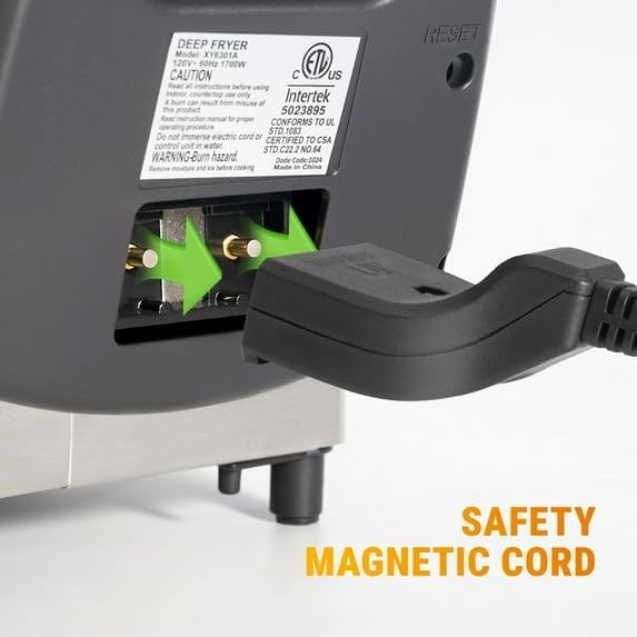 Freidora eléctrica de 3L/5L 1700W con canasta, temporizador y control de temperatura, acero inoxidable, apta para lavavajillas, tapa con ventana de visión y filtro de olores - Imagen 2