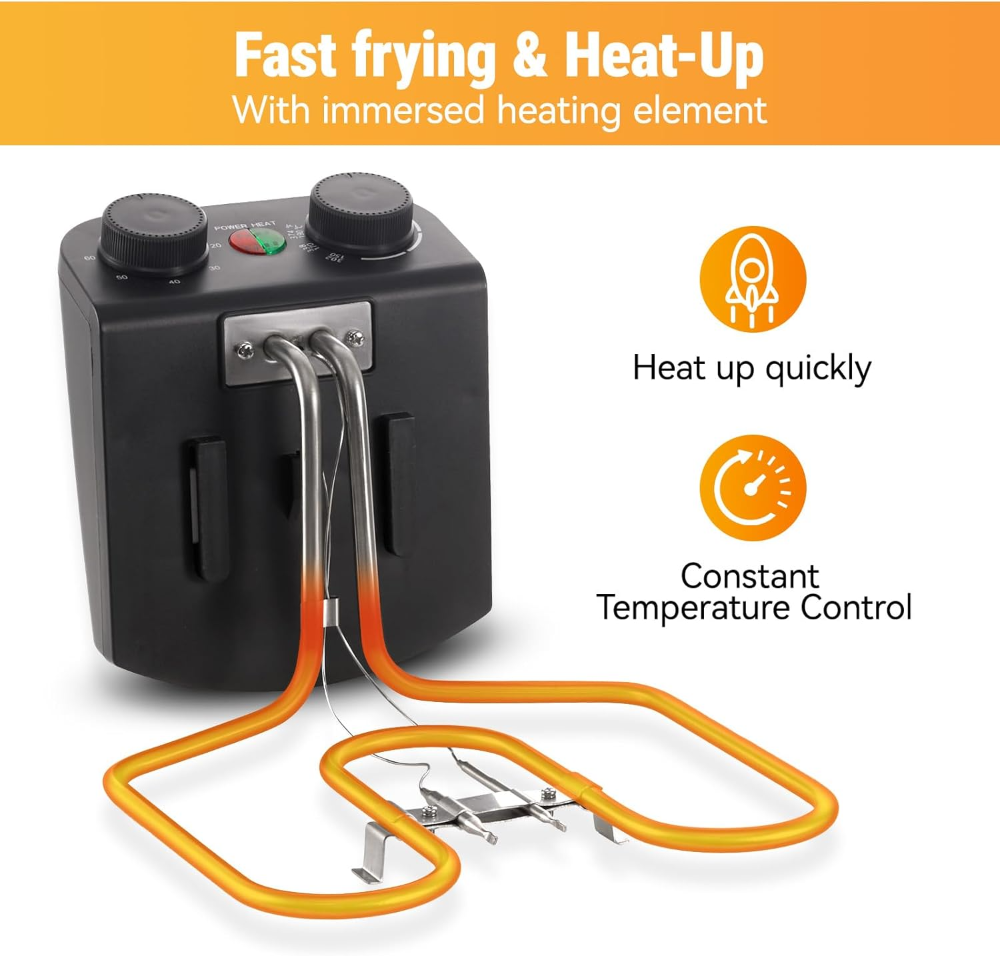 Freidora eléctrica de 3L/5L 1700W con canasta, temporizador y control de temperatura, acero inoxidable, apta para lavavajillas, tapa con ventana de visión y filtro de olores - Imagen 4