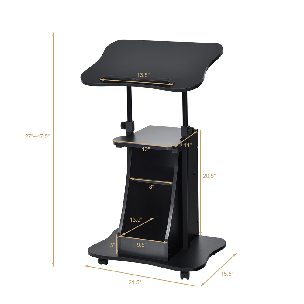 Giantex Podio para Laptop de Pie Soporte Móvil Ajustable en Altura, Escritorio para Conferencias olling, Escritorio para Computadora con Ruedas Giratorias - Imagen 3