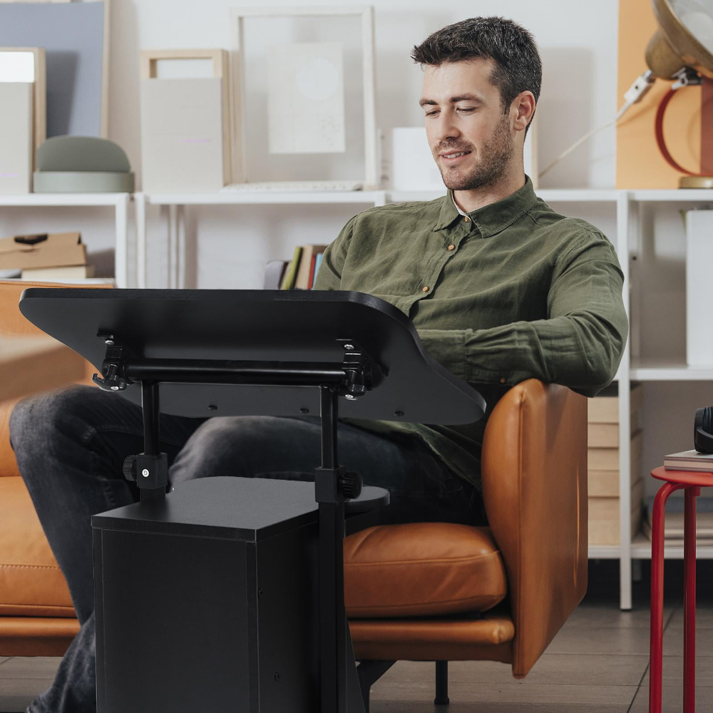 Giantex Podio para Laptop de Pie Soporte Móvil Ajustable en Altura, Escritorio para Conferencias olling, Escritorio para Computadora con Ruedas Giratorias - Imagen 5
